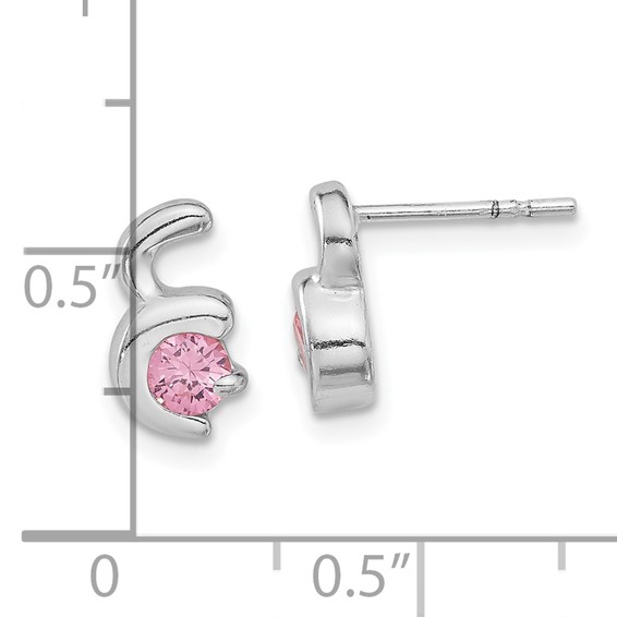 Sterling Silver Pink CZ Post Earrings
