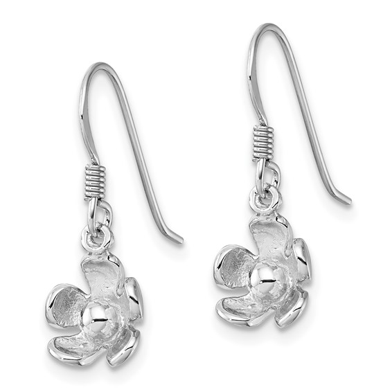 Sterling Silver Rhodium-Plated Polished Dangle Flower Earrings