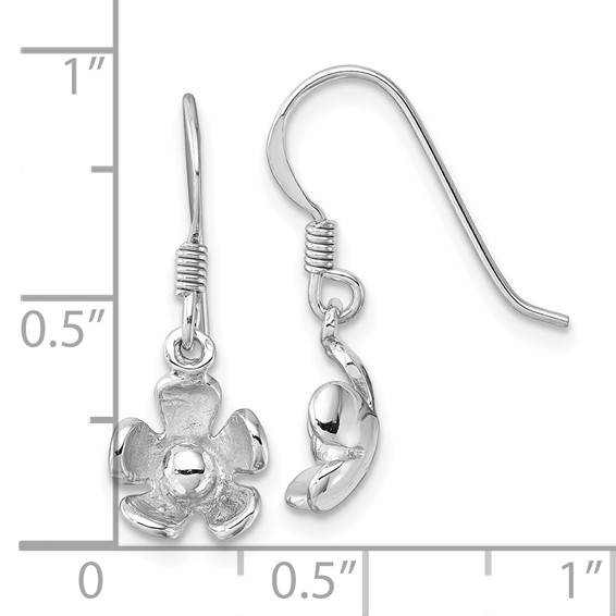 Sterling Silver Rhodium-Plated Polished Dangle Flower Earrings