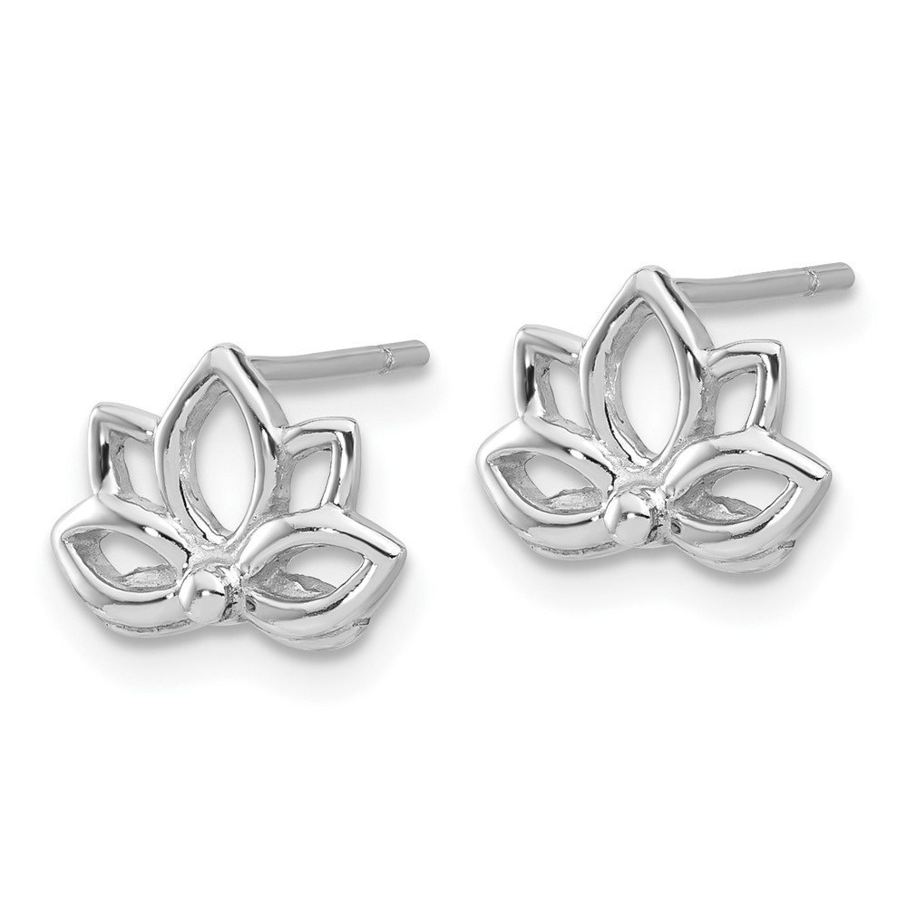 Sterling Silver Rhodium-plated Lotus Flower Post Earrings (QE17643)