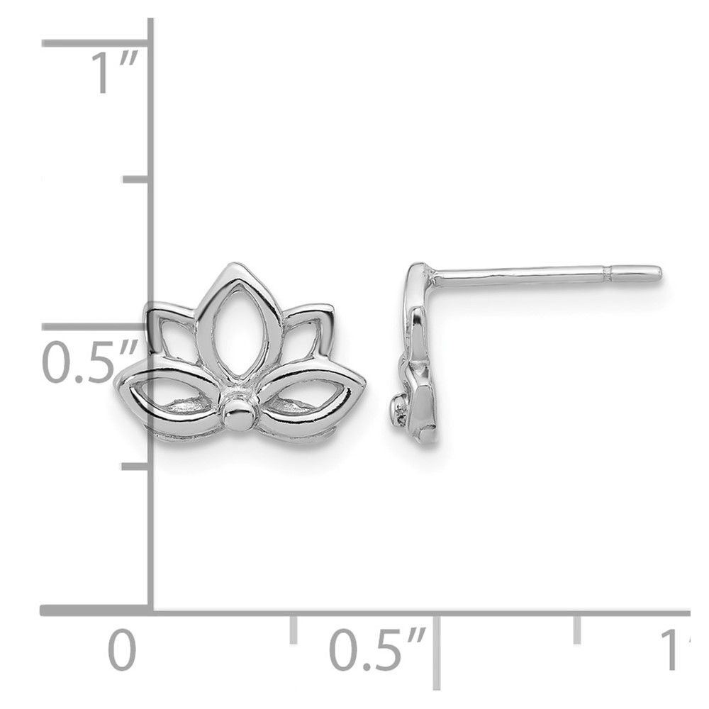 Sterling Silver Rhodium-plated Lotus Flower Post Earrings (QE17643)