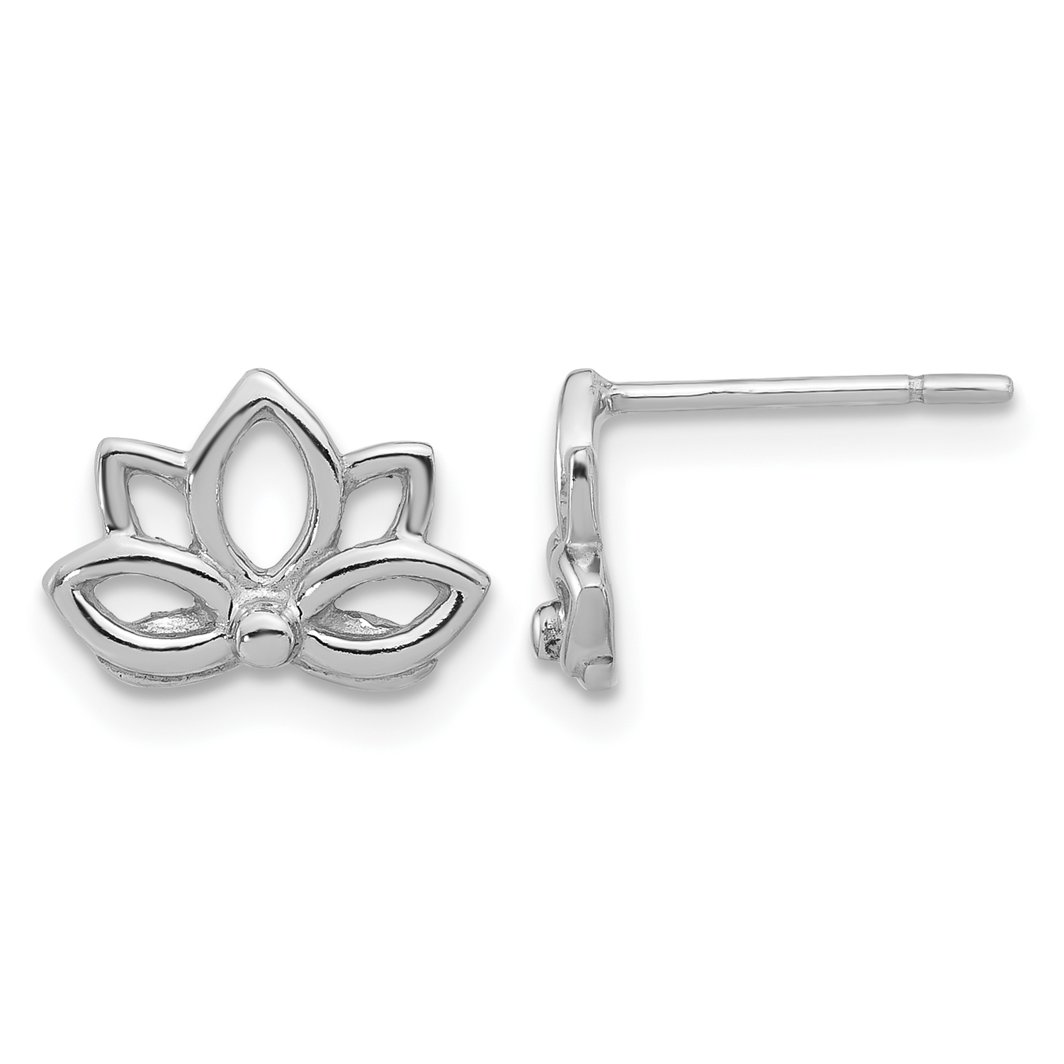Sterling Silver Rhodium-plated Lotus Flower Post Earrings (QE17643)