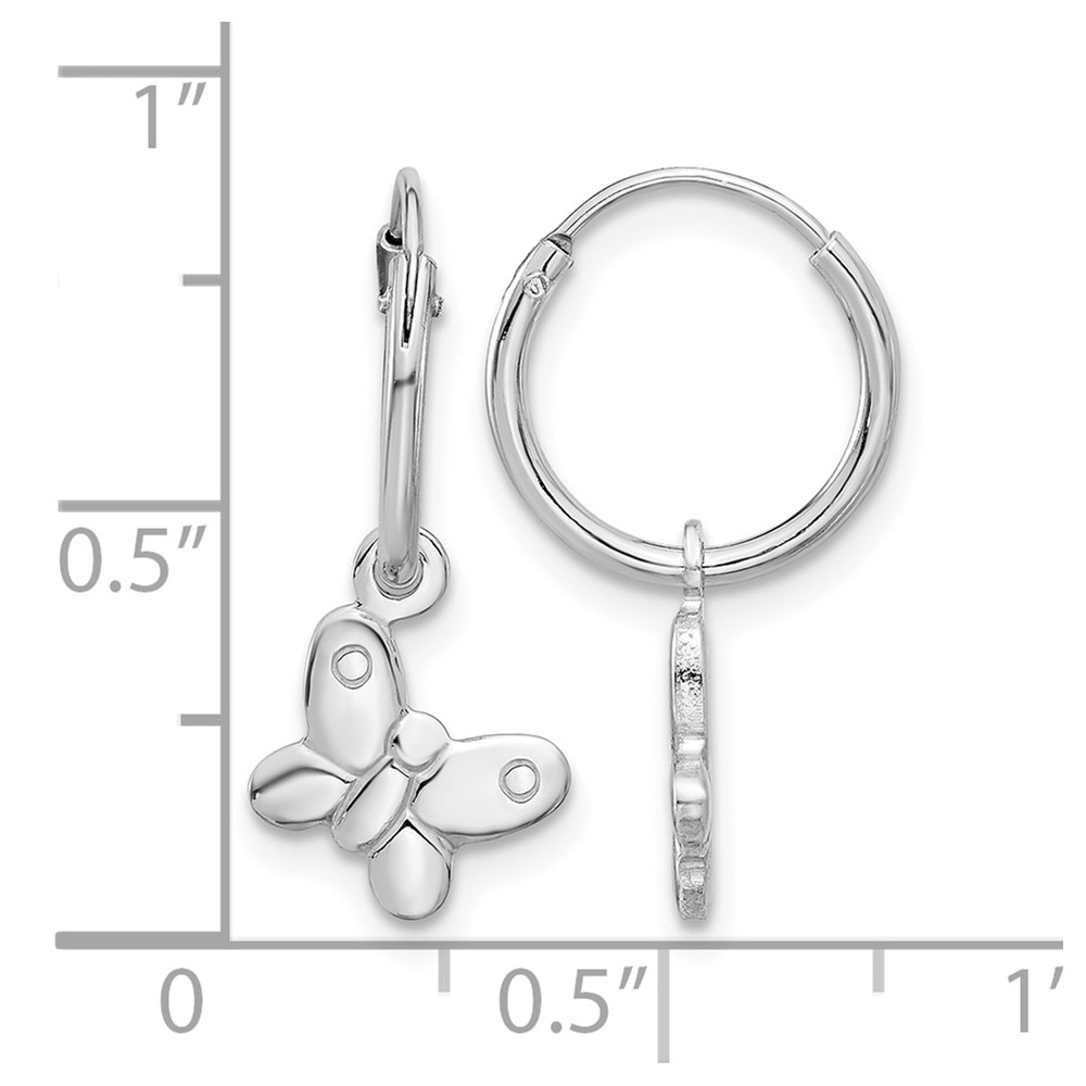 Sterling Silver Rhodium-plated Madi K Butterfly Hoop Earrings (QE17664)