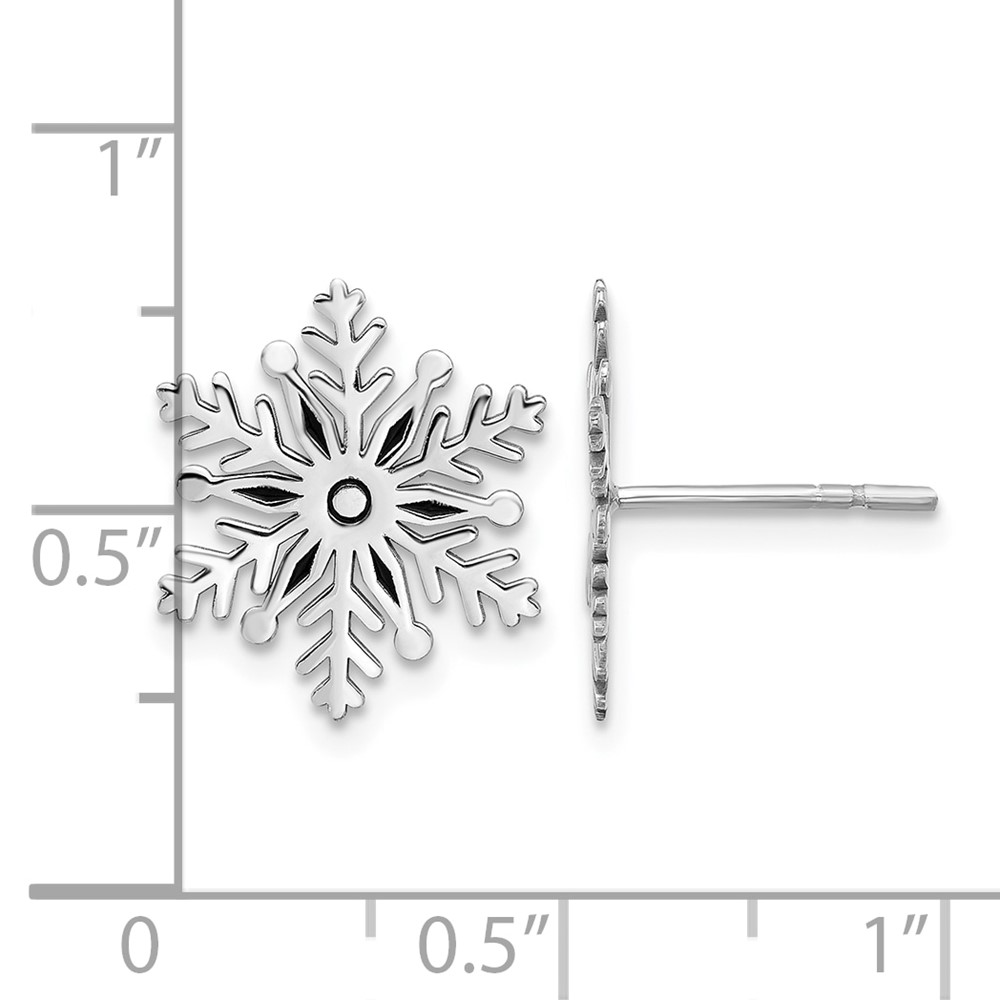 Sterling Silver Rhodium-plated Enamel Snowflake Post Earrings (QE17668)