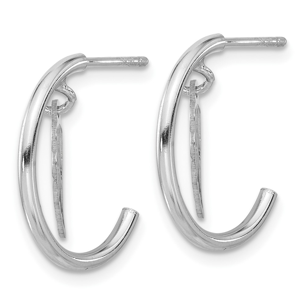 Sterling Silver RH-plated Polished Wings Dangle Post C-Hoop Earrings (QE17710)
