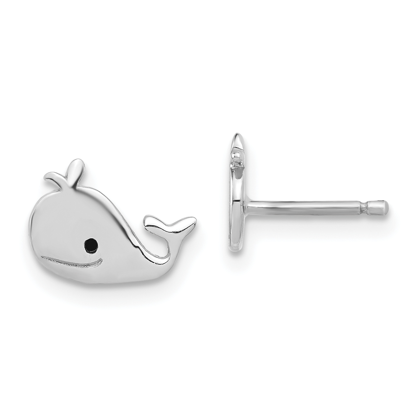 Sterling Silver Madi K Polished & Enameled Whale Children's Post Earrings (QE17738)