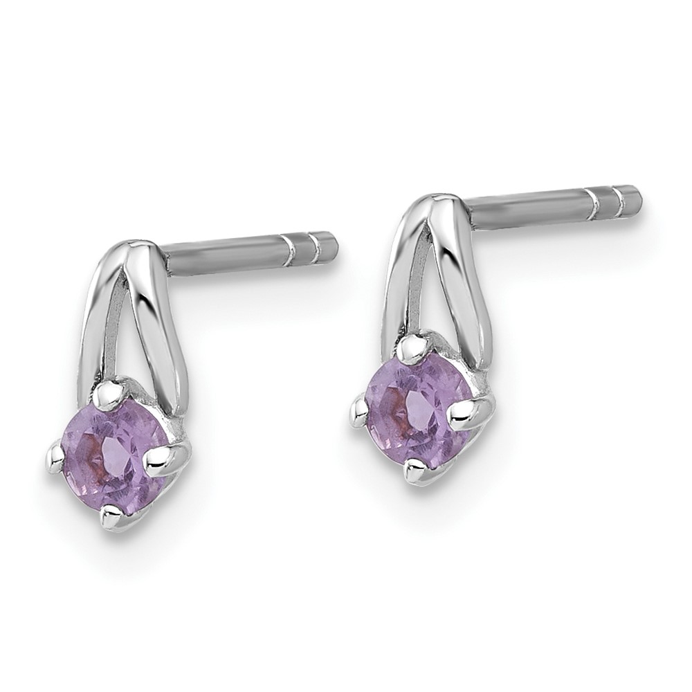 Sterling Silver Rhodium-plated .2AM Amethyst Post Earrings (QE17753AM)