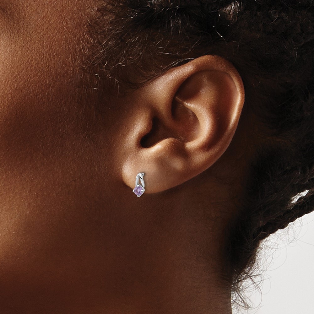 Sterling Silver Rhodium-plated .2AM Amethyst Post Earrings (QE17753AM)