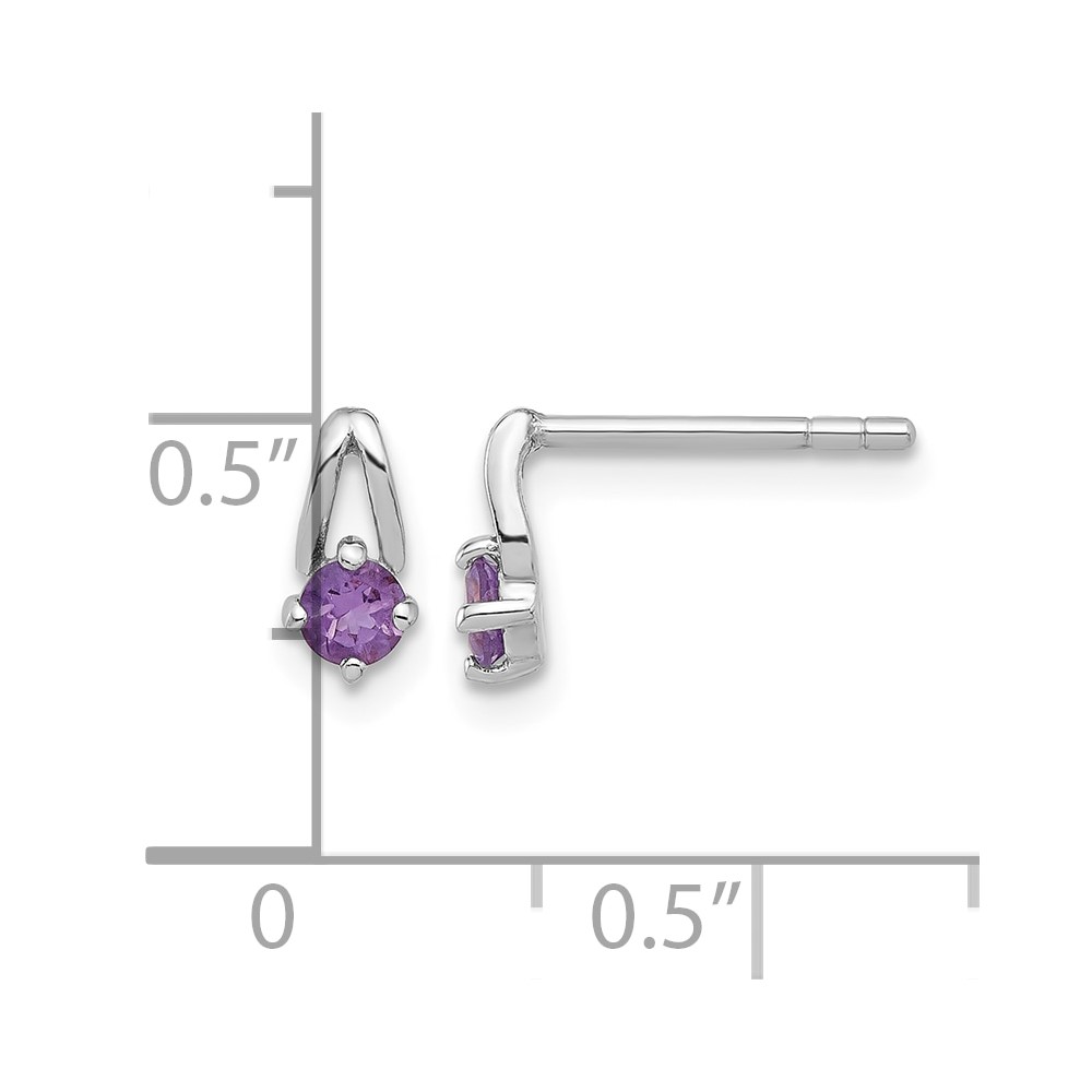 Sterling Silver Rhodium-plated .2AM Amethyst Post Earrings (QE17753AM)