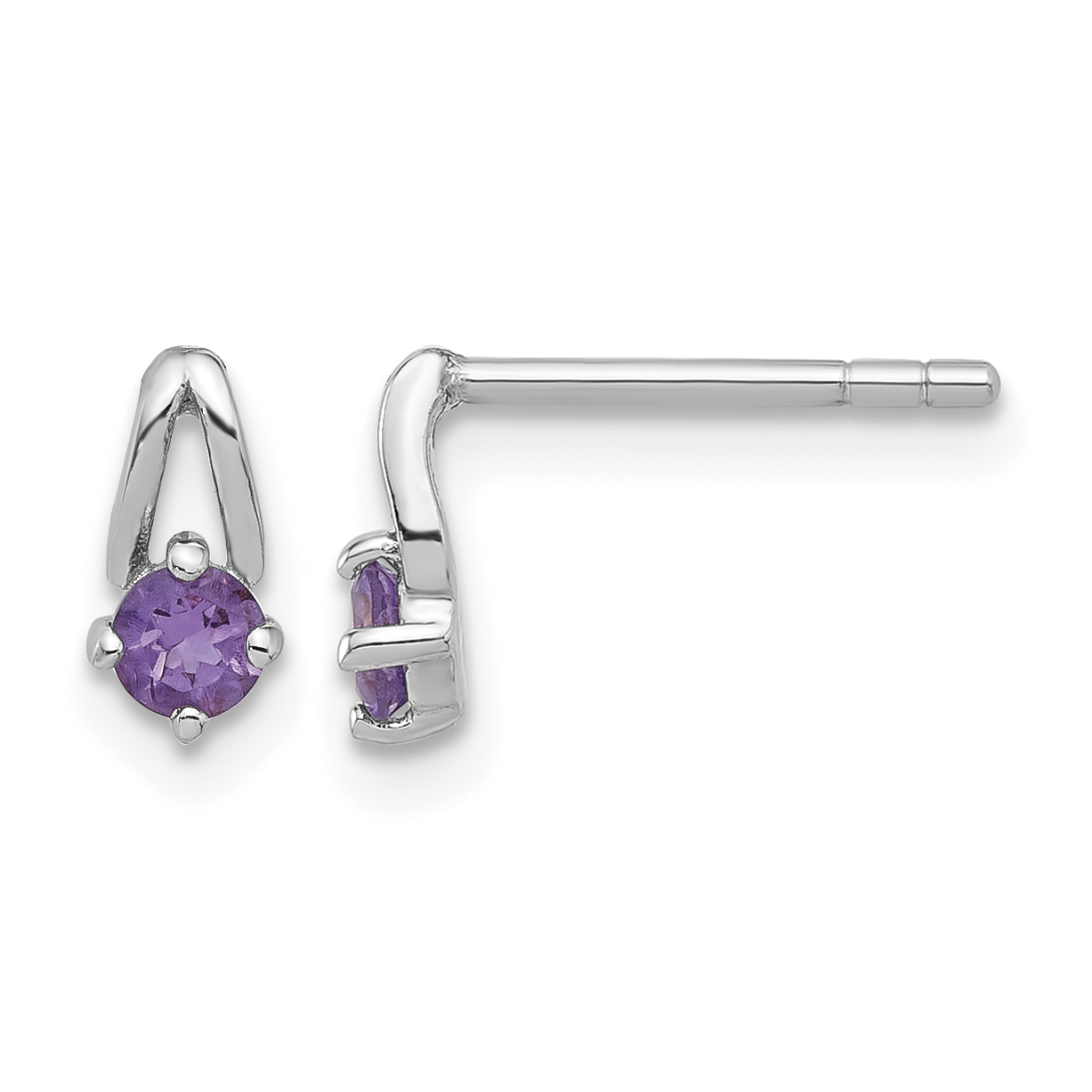 Sterling Silver Rhodium-plated .2AM Amethyst Post Earrings (QE17753AM)