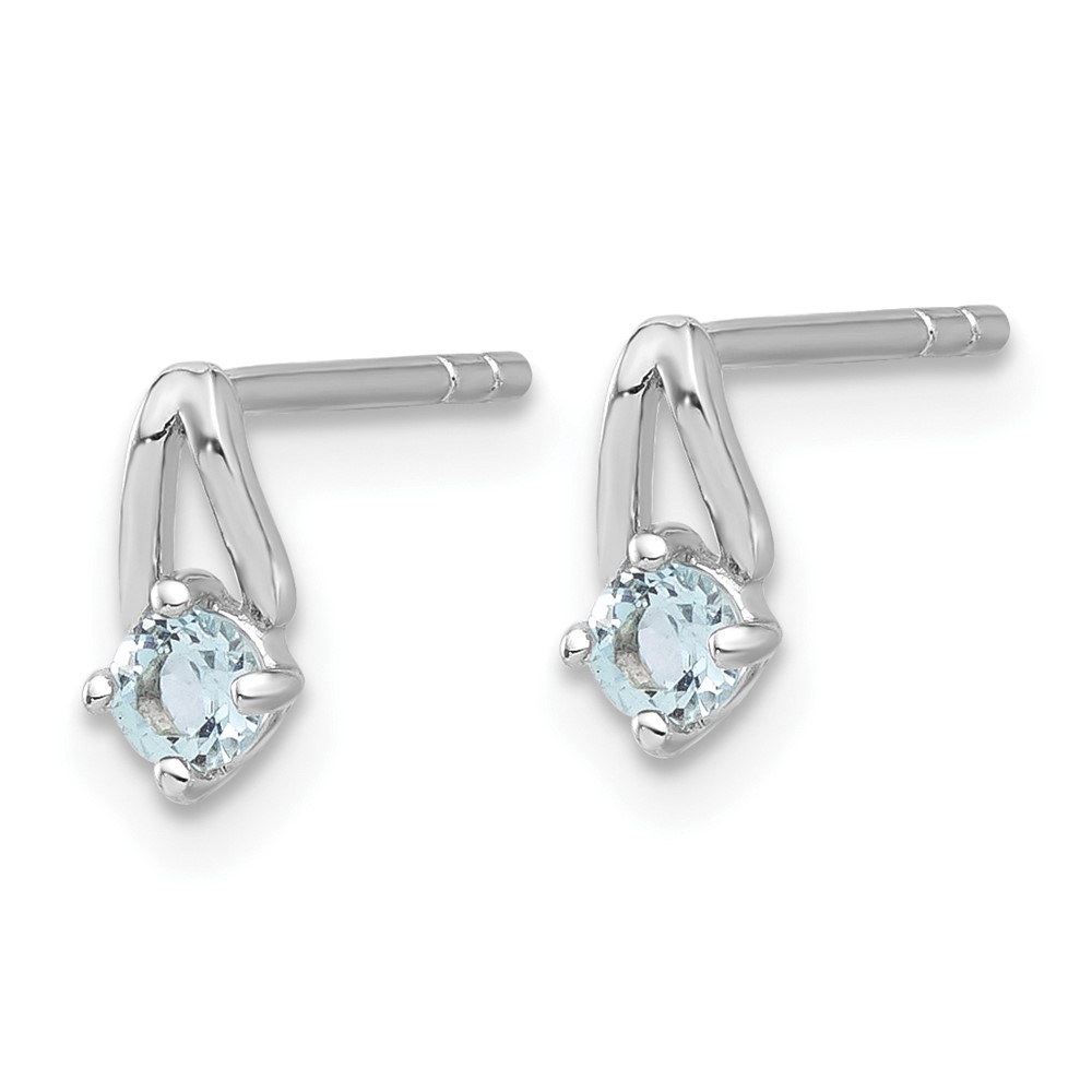 Sterling Silver Rhodium-plated .26BT Blue Topaz Post Earrings (QE17753BT)