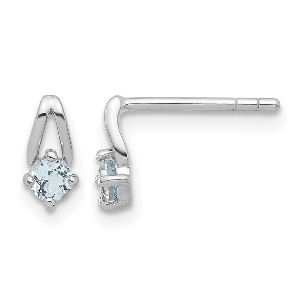 Sterling Silver Rhodium-plated .26BT Blue Topaz Post Earrings (QE17753BT)