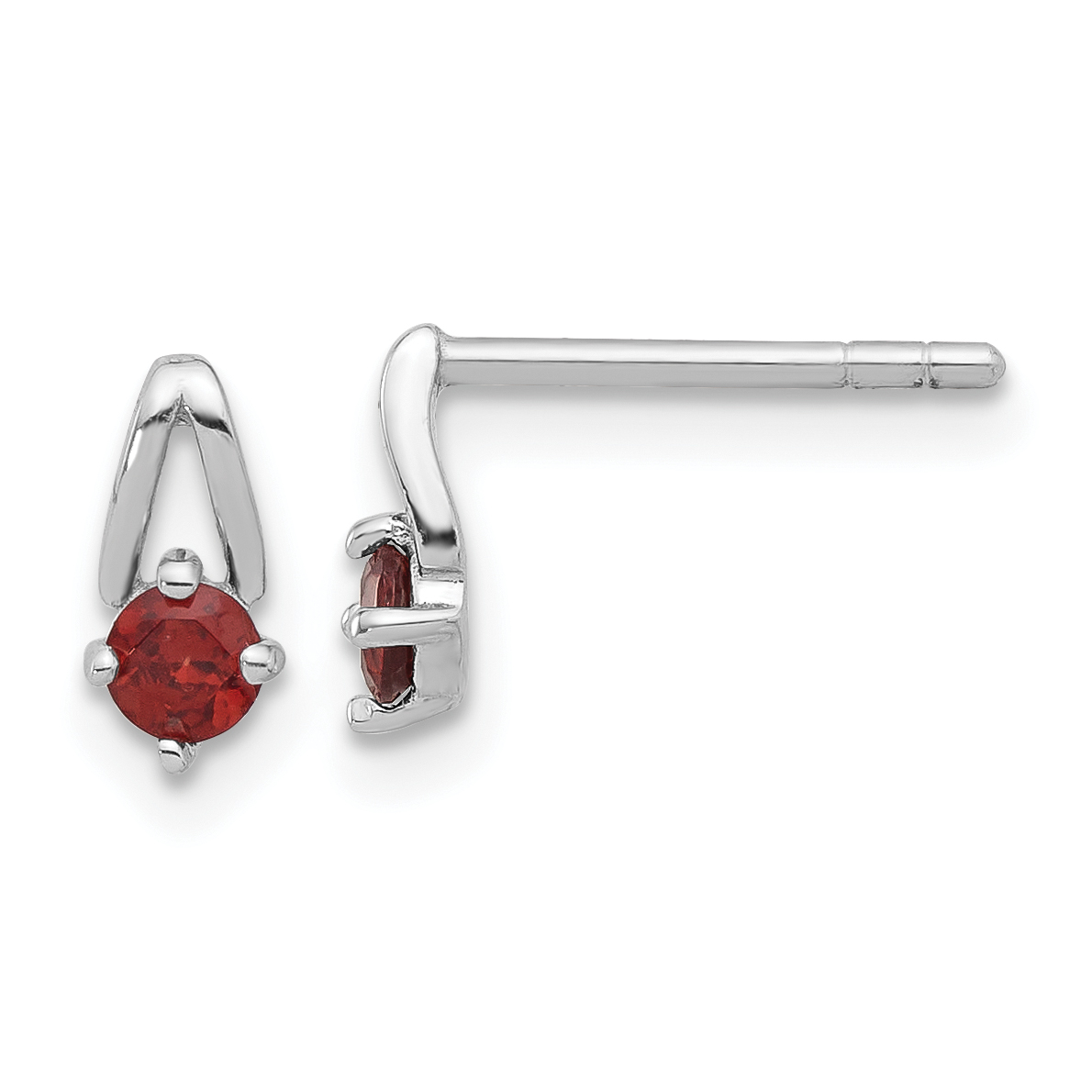 Sterling Silver Rhodium-plated .28GA Garnet Post Earrings (QE17753GA)