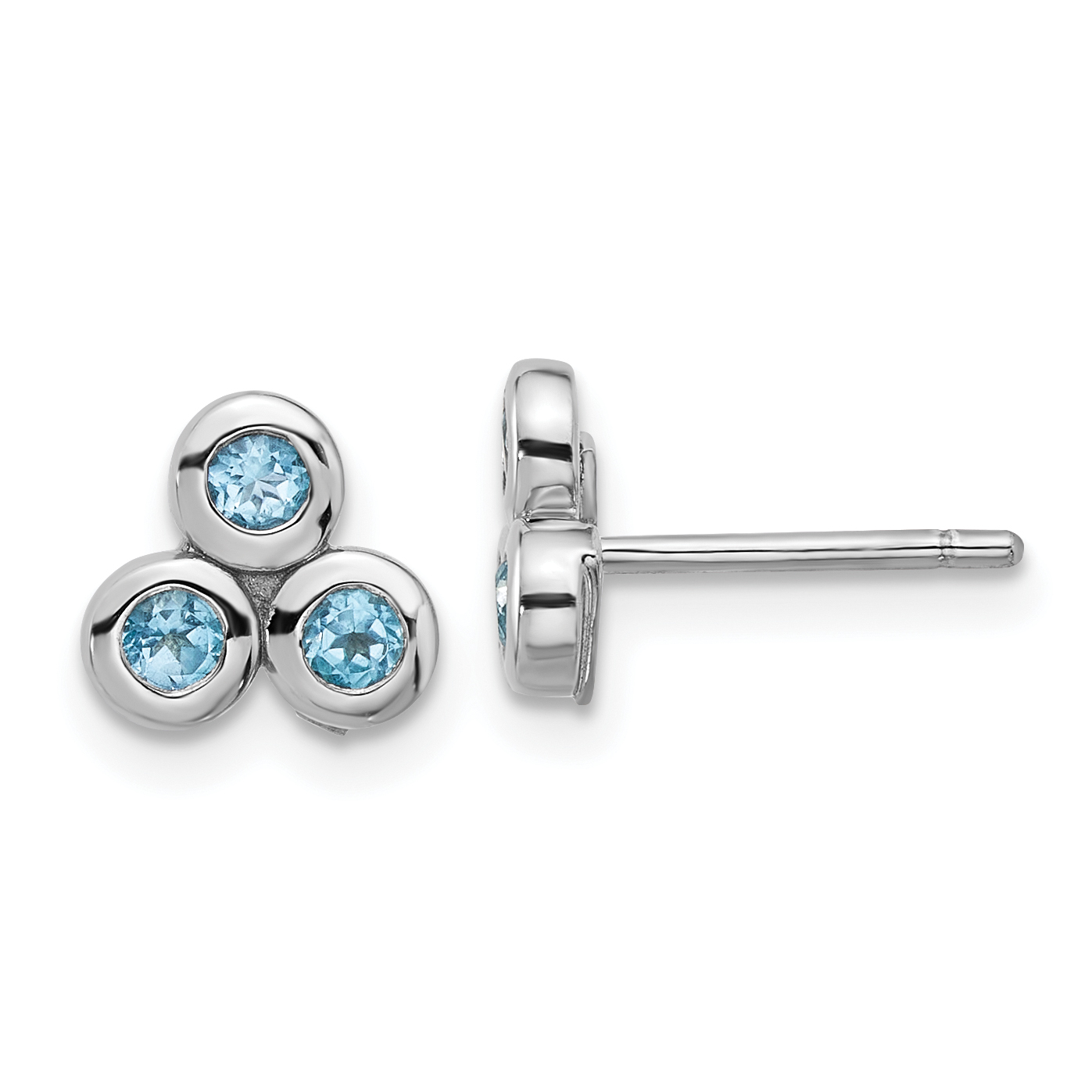 Sterling Silver Rhodium-plated Light Swiss Blue Topaz Post Earrings (QE17758BT)