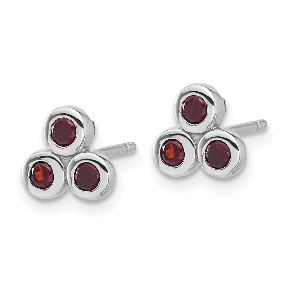 Sterling Silver Rhodium-plated Garnet Post Earrings (QE17758GA)