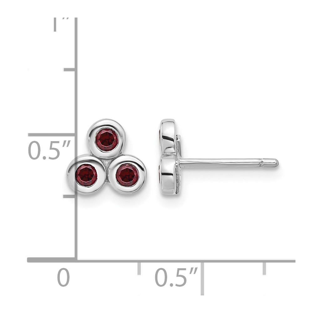 Sterling Silver Rhodium-plated Garnet Post Earrings (QE17758GA)