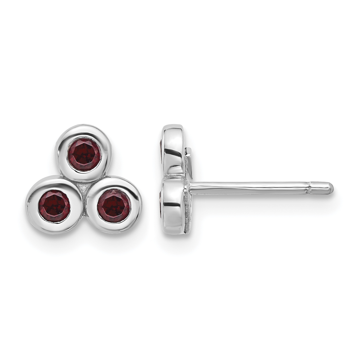 Sterling Silver Rhodium-plated Garnet Post Earrings (QE17758GA)