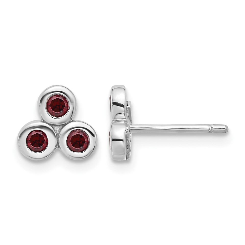 Sterling Silver Rhodium-plated Garnet Post Earrings (QE17758GA)