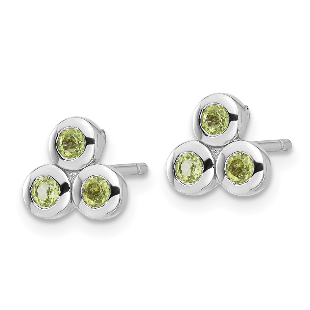 Sterling Silver Rhodium-plated Peridot Post Earrings (QE17758PE)