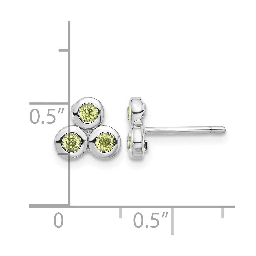 Sterling Silver Rhodium-plated Peridot Post Earrings (QE17758PE)