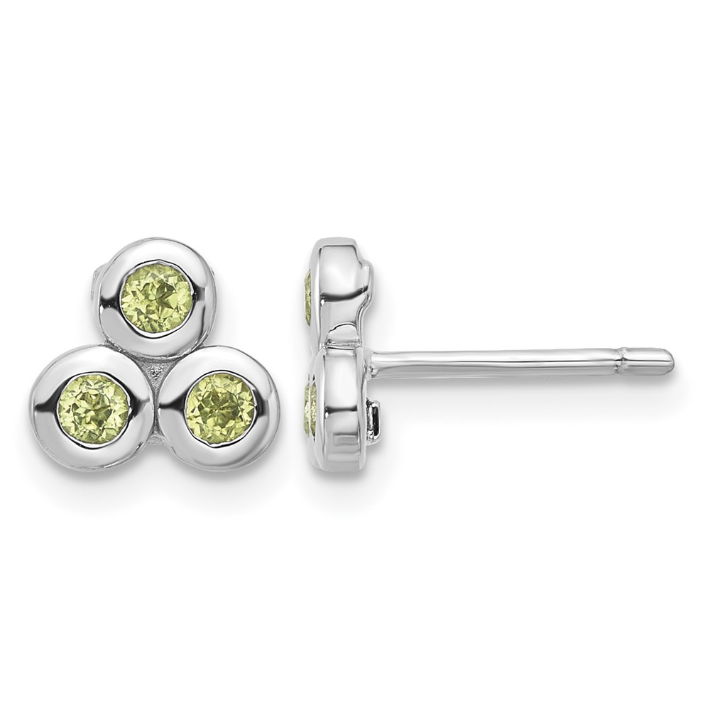 Sterling Silver Rhodium-plated Peridot Post Earrings (QE17758PE)