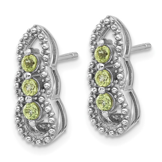 Sterling Silver Rhodium-plated Peridot Post Earrings