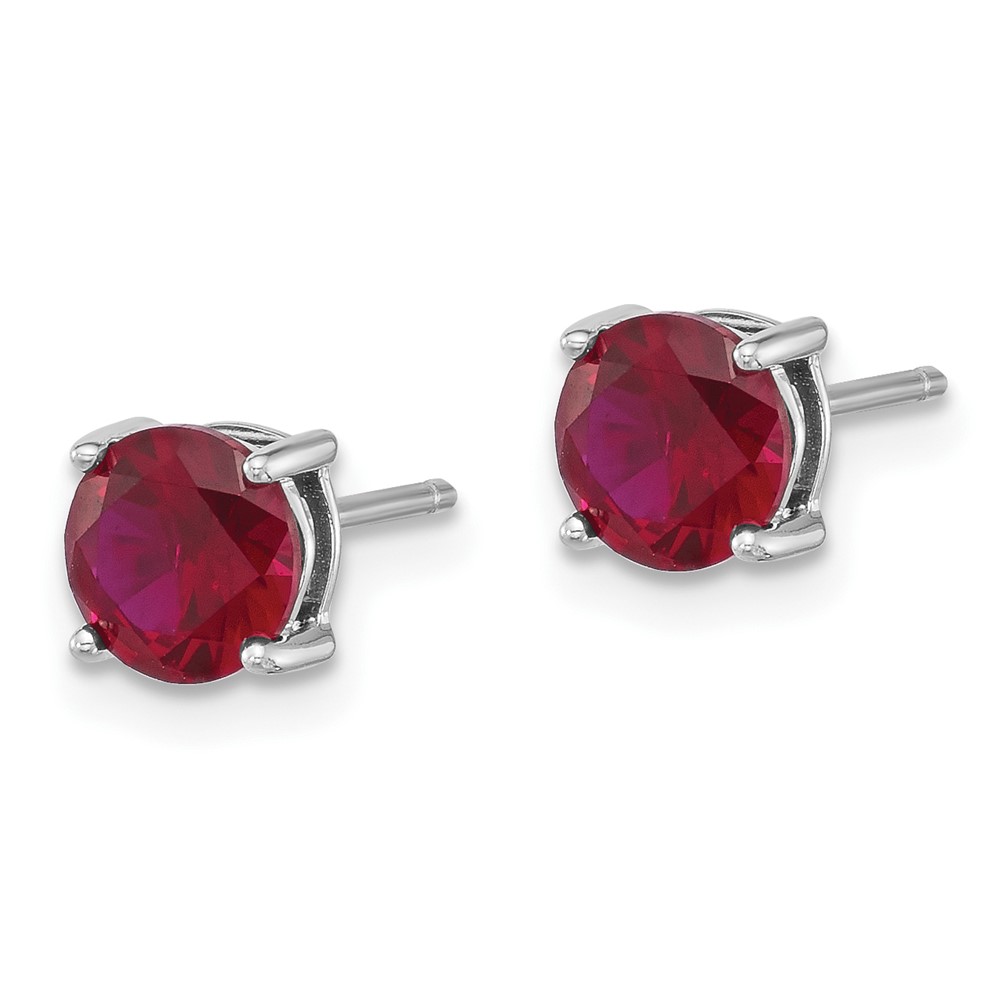 Sterling Silver Rhodium-plated 6mm Lab Created Ruby Stud Earrings (QE17763R)