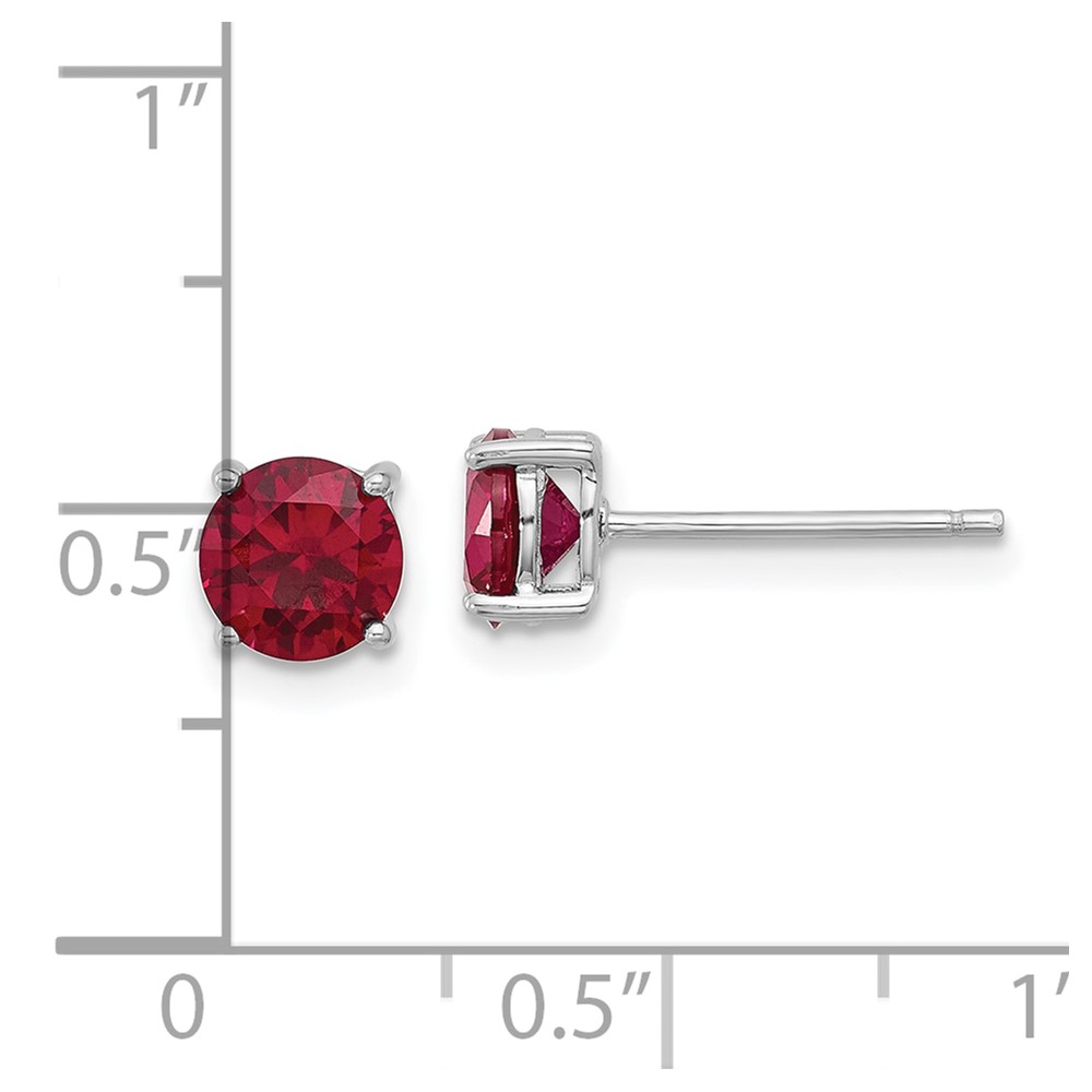 Sterling Silver Rhodium-plated 6mm Lab Created Ruby Stud Earrings (QE17763R)