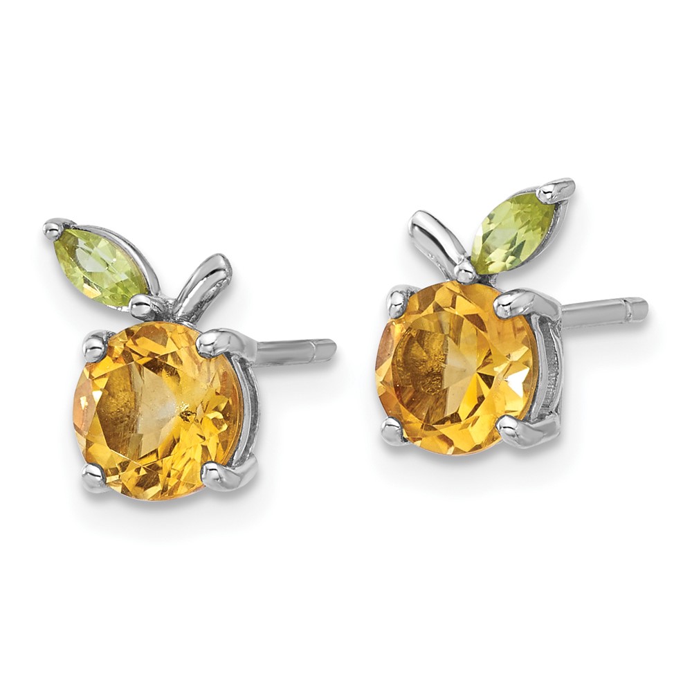 Sterling Silver Rhodium-plated Citrine and Peridot Orange Post Earrings (QE17764CI)
