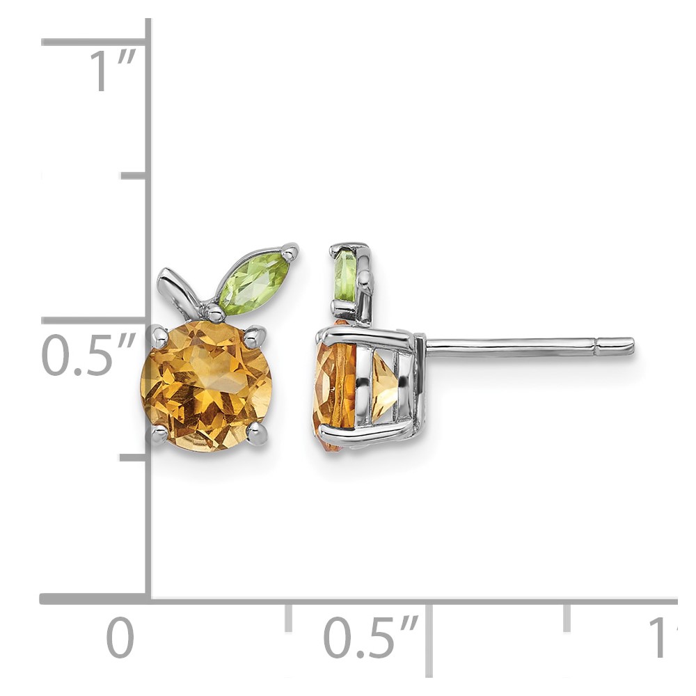 Sterling Silver Rhodium-plated Citrine and Peridot Orange Post Earrings (QE17764CI)