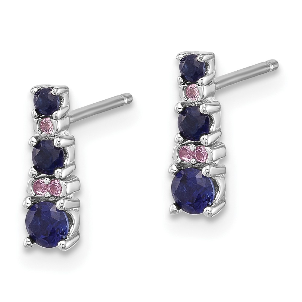 Sterling Silver Rh-plated .59 Cr. Bl Spinel .03 Cr. Wht Sapphire Post Earri (QE17767)