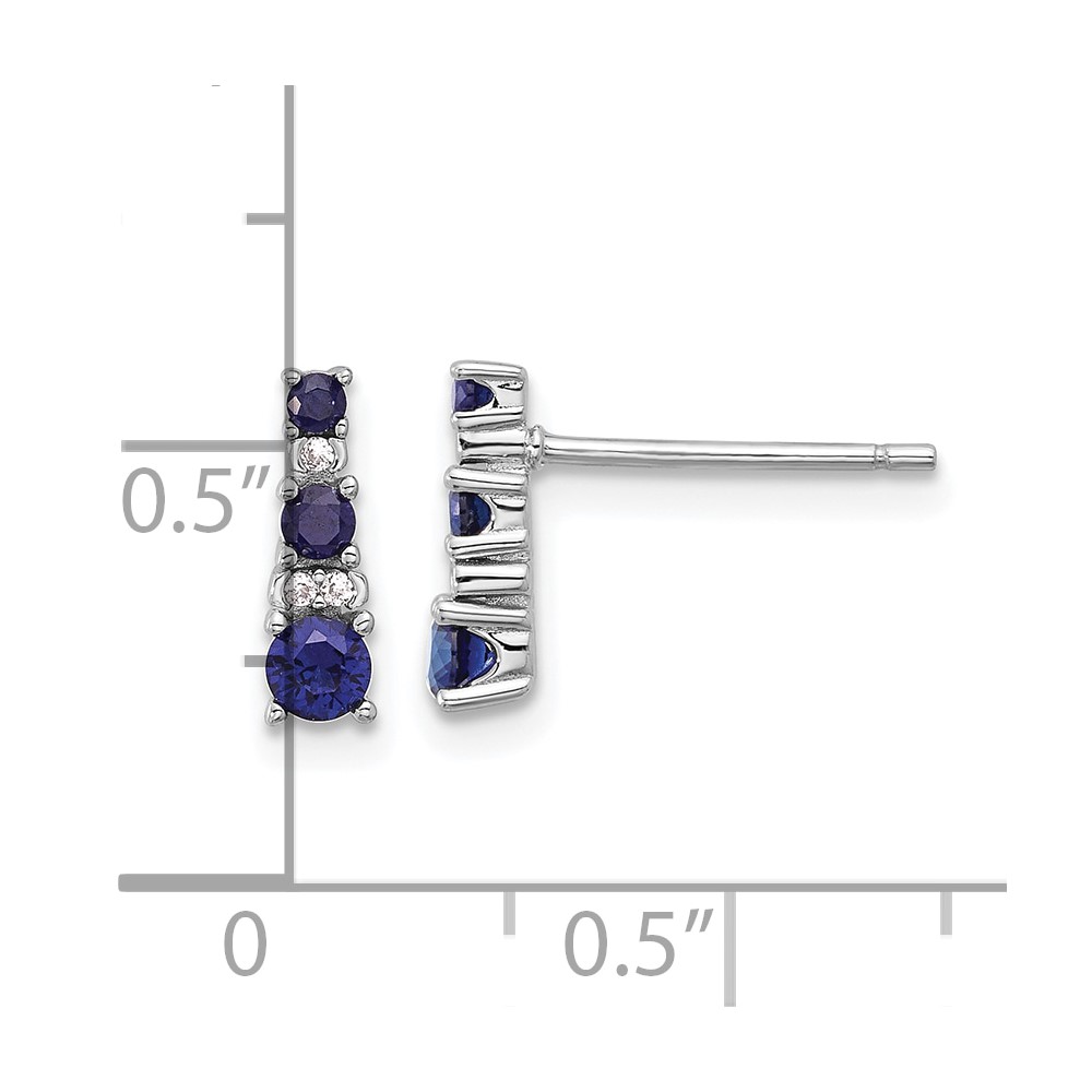 Sterling Silver Rh-plated .59 Cr. Bl Spinel .03 Cr. Wht Sapphire Post Earri (QE17767)