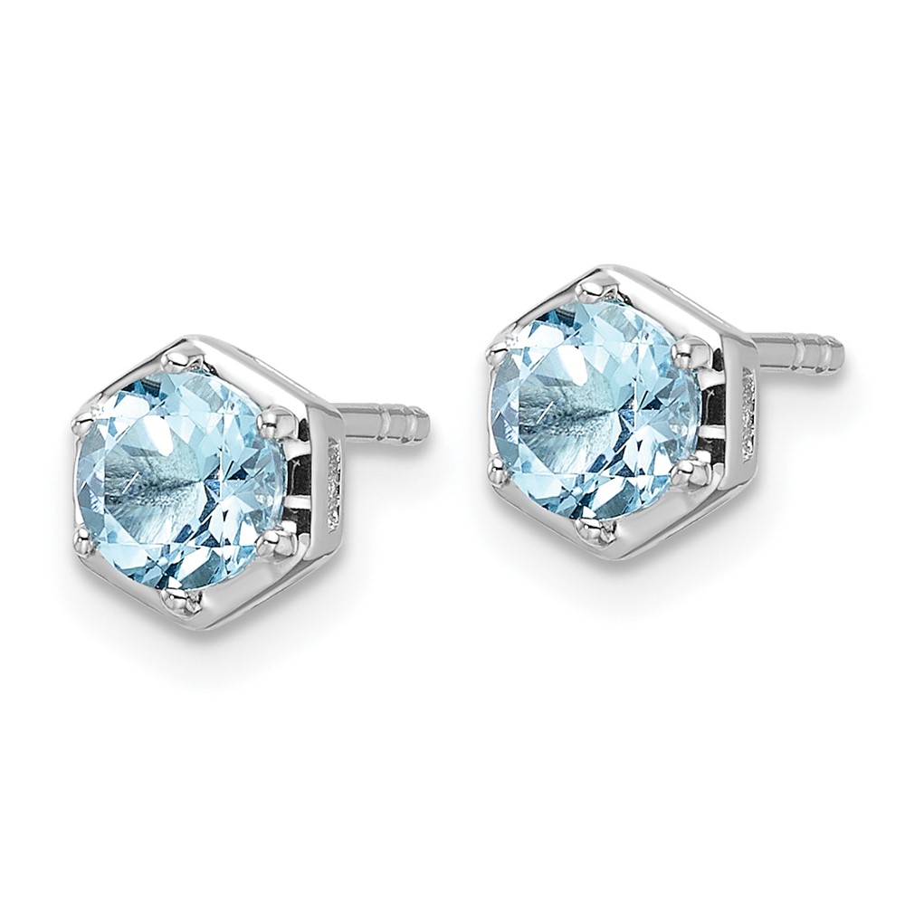 Sterling Silver Rhodium-plated Polished Sky Blue Topaz Post Earrings (QE17769BT)