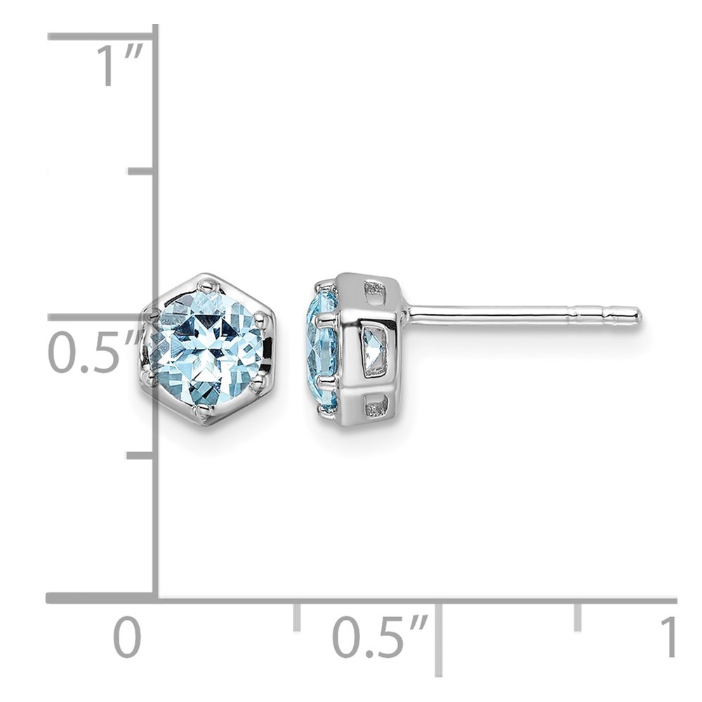 Sterling Silver Rhodium-plated Polished Sky Blue Topaz Post Earrings (QE17769BT)