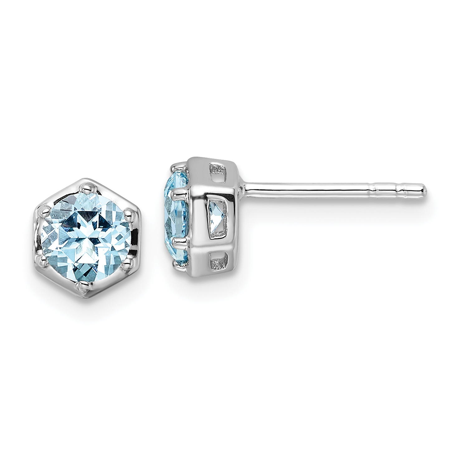 Sterling Silver Rhodium-plated Polished Sky Blue Topaz Post Earrings (QE17769BT)