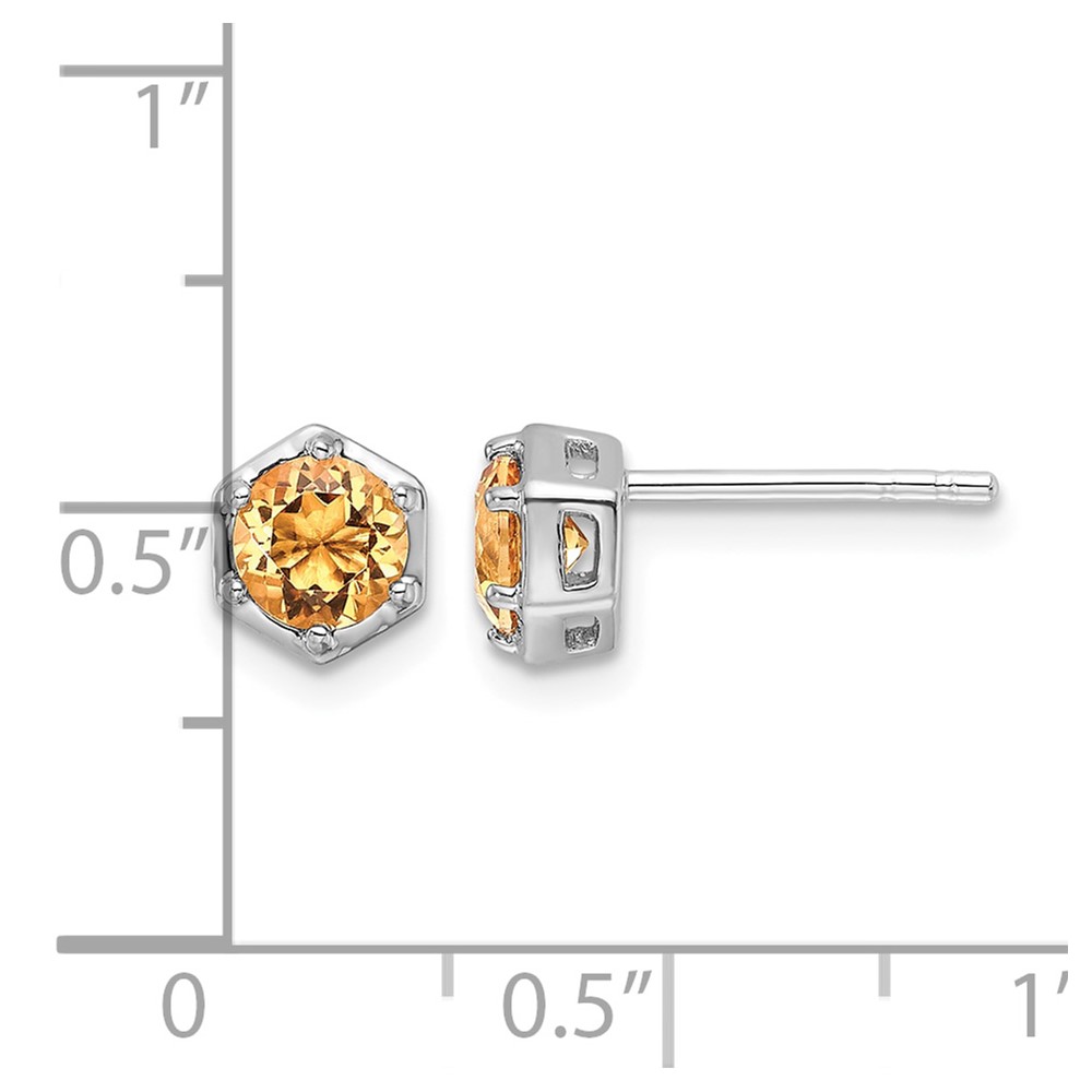Sterling Silver Rhodium-plated Polished Citrine Post Earrings (QE17769CI)