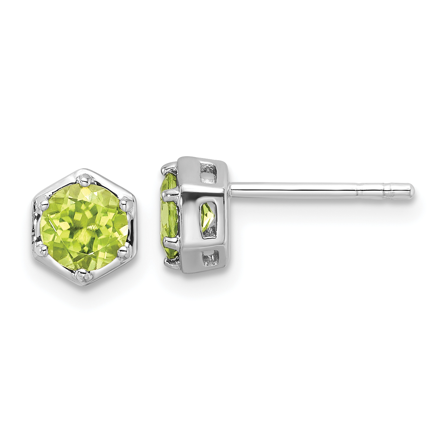 Sterling Silver Rhodium-plated Polished Peridot Post Earrings (QE17769PE)