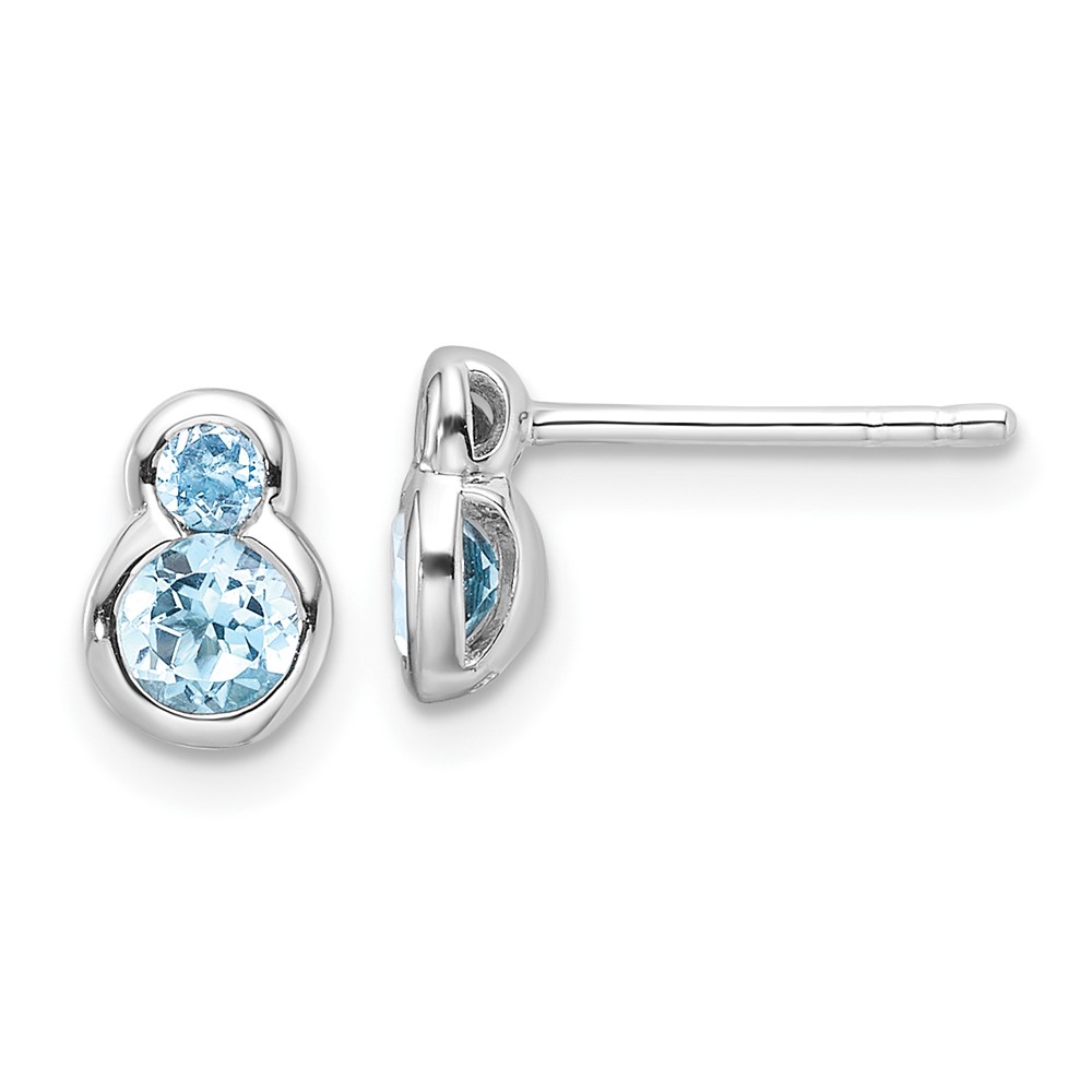 Sterling Silver Rhodium-plated Polished Swiss Blue Topaz Post Earrings (QE17774BT)