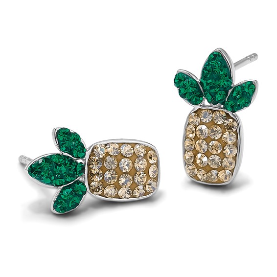 Sterling Silver Rh-plated Polished Abalone Shell Post Earrings