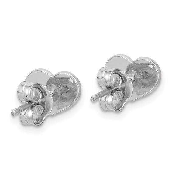 Sterling Silver Rhodium-plated Mother of Pearl Heart Post Earrings