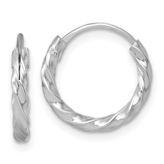 Sterling Silver Rhodium-plated Polished Twisted 2.25 x 15.5mm Round Endless Hoop Earrings
