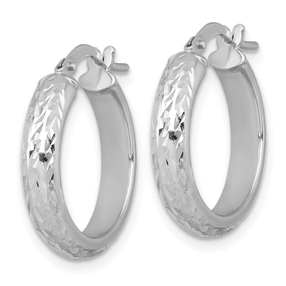 Sterling Silver 4.0mm Diamond-cut Hoop Earrings