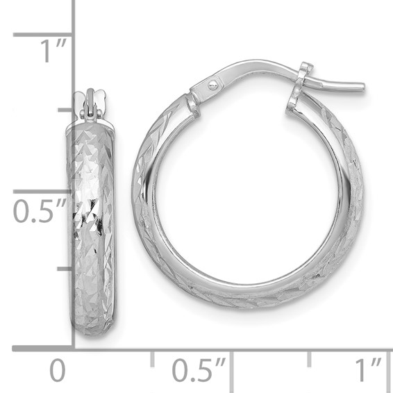 Sterling Silver 4.0mm Diamond-cut Hoop Earrings
