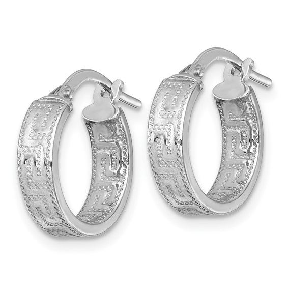 Sterling Silver Greek Key Hoop Earrings