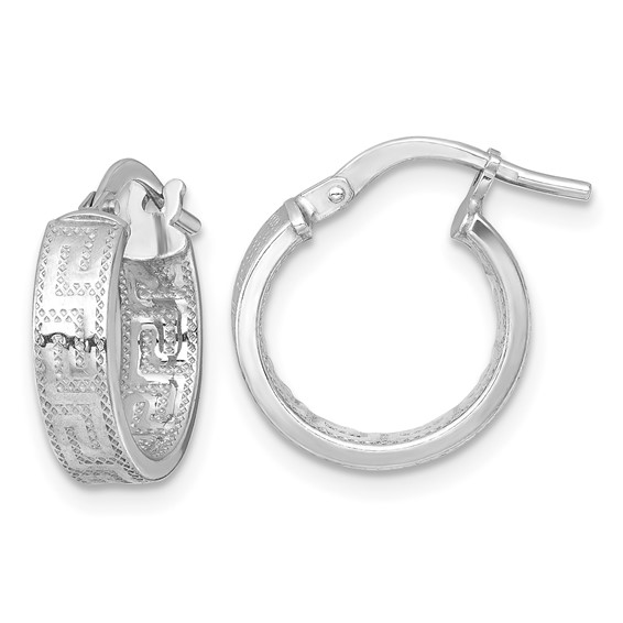Sterling Silver Greek Key Hoop Earrings