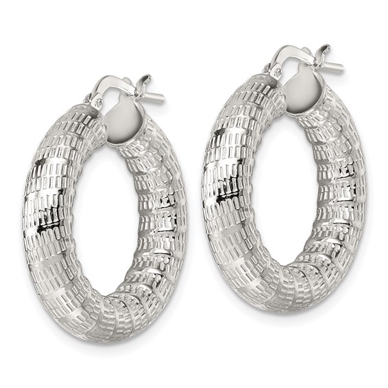 Sterling Silver Textured Hoop Earrings