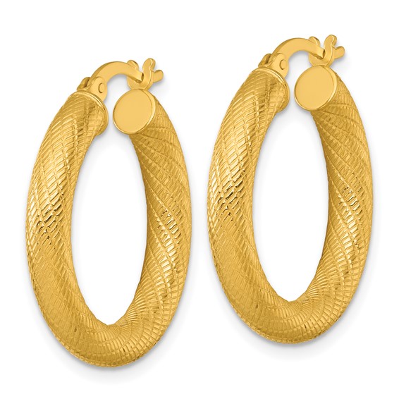 Sterling Silver Textured Hoop Earrings