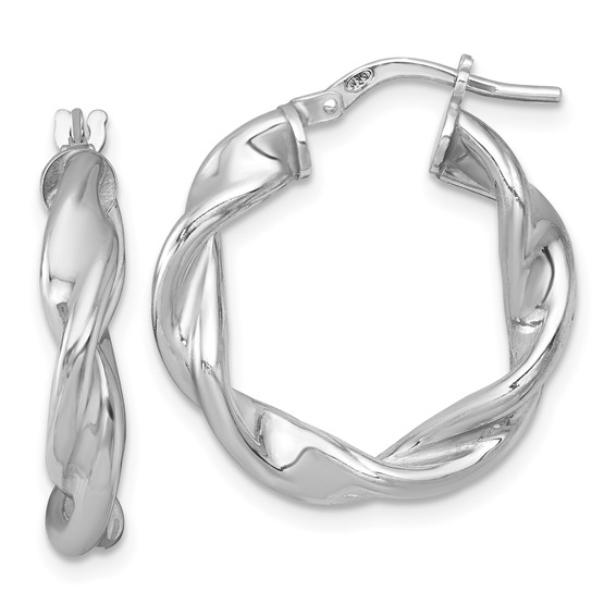 Sterling Silver 4mm Twisted Hoop Earrings