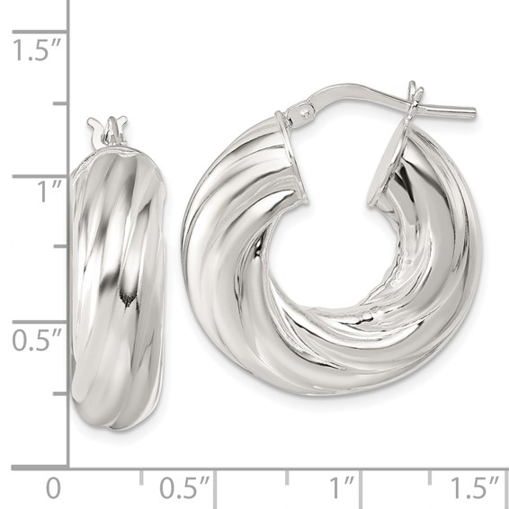 Sterling Silver 8mm Twisted Hoop Earrings