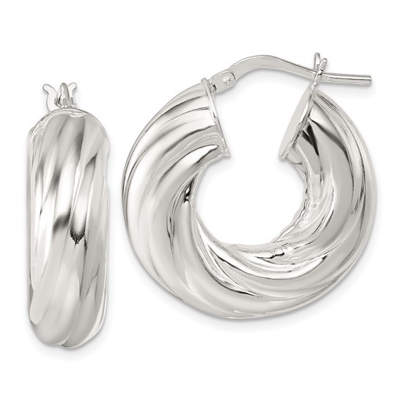 Sterling Silver 8mm Twisted Hoop Earrings